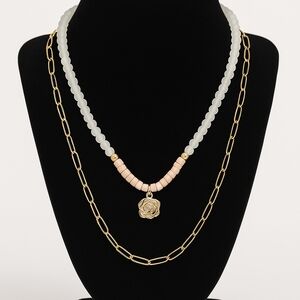 Elegant Gold and Cream Necklace Set